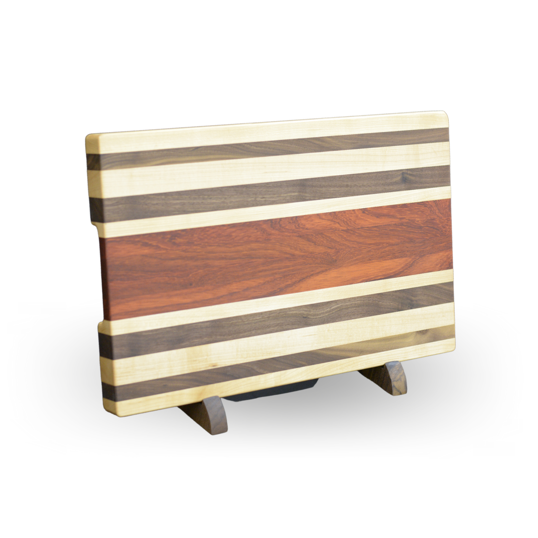 Maple, Walnut, and Padauk Wood Cutting Board with deals Non-slip Feet, Juice Grooves