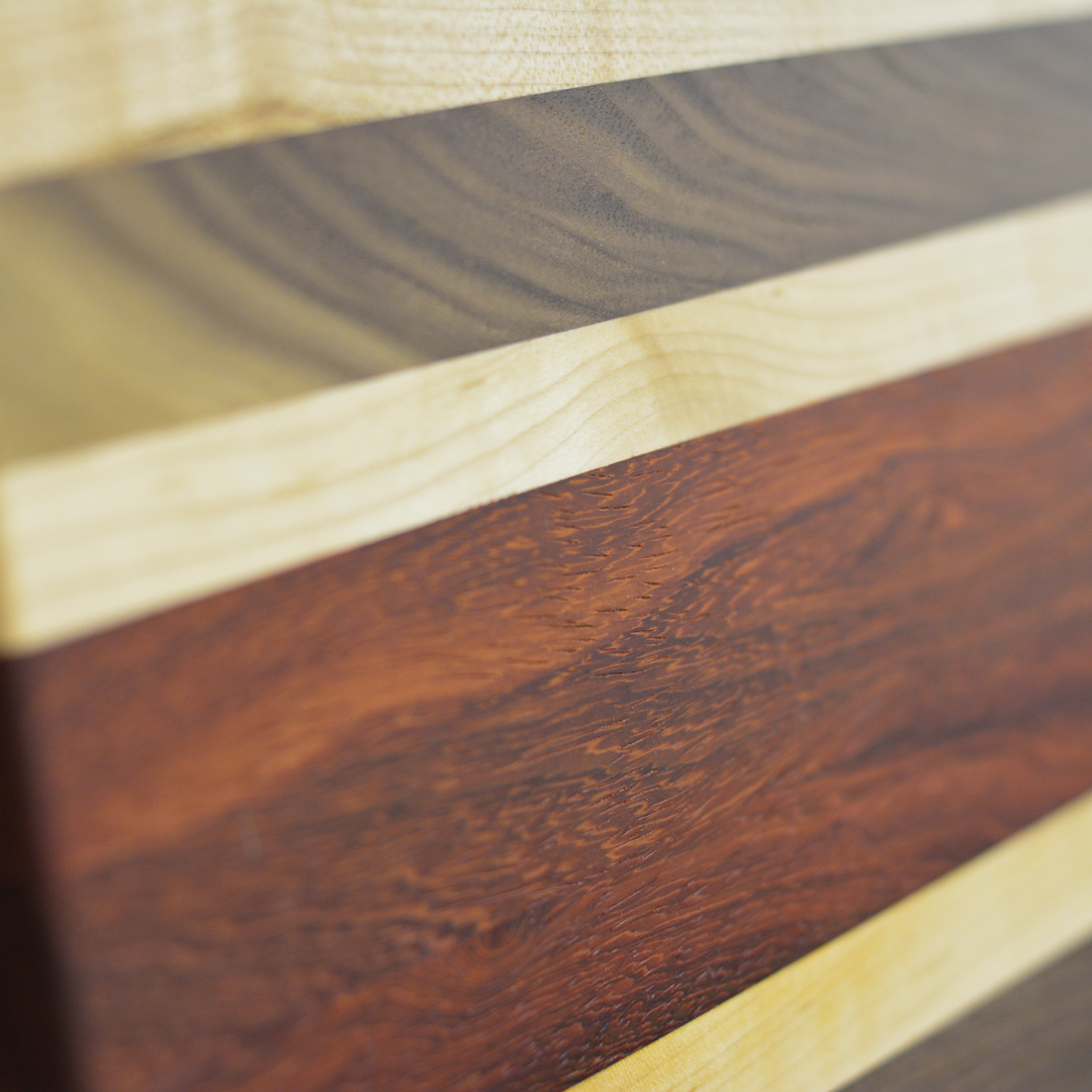 Medium Edge Grain Cutting Board - Maple, Walnut & Padauk (12”x18”x1.5")