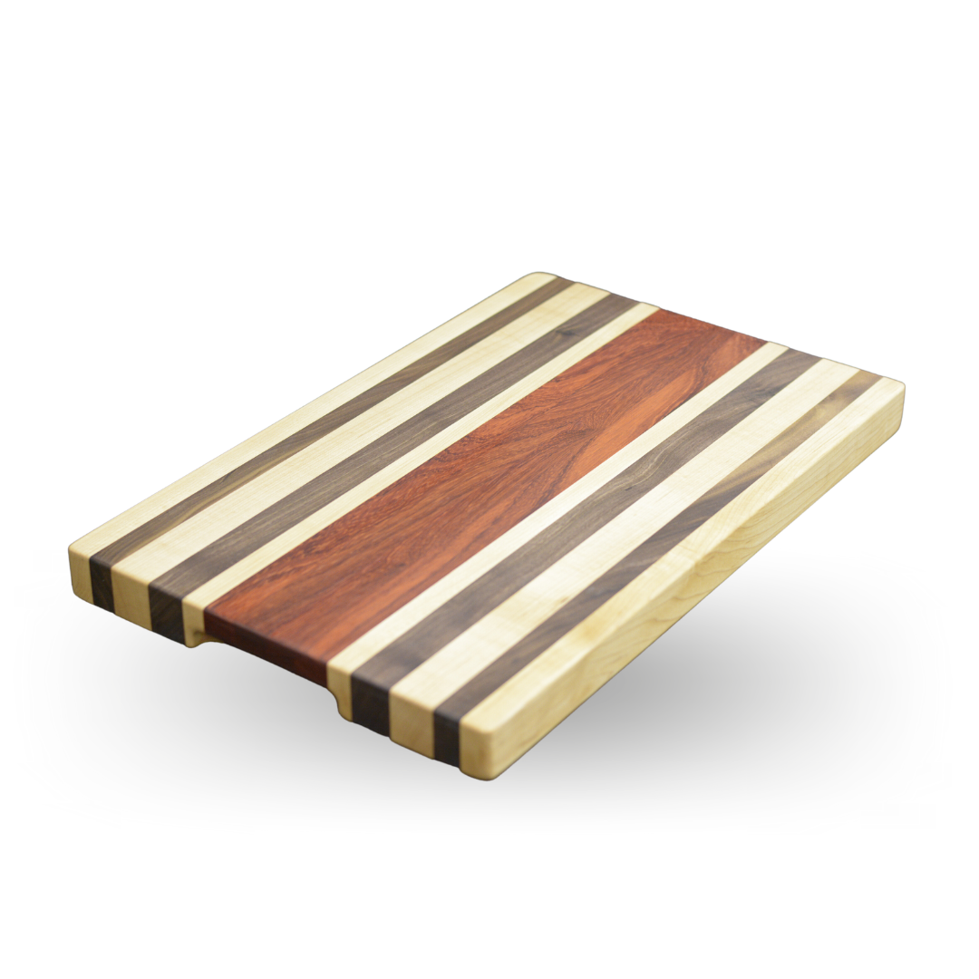 Edge Grain Cutting Board - Maple, Walnut &amp; Padauk (12”x18”)